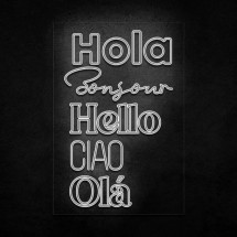 Néon bonjour dans différentes langues