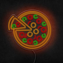 Néon découpe de pizza