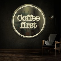 Neon coffee first en plexiglas miroir