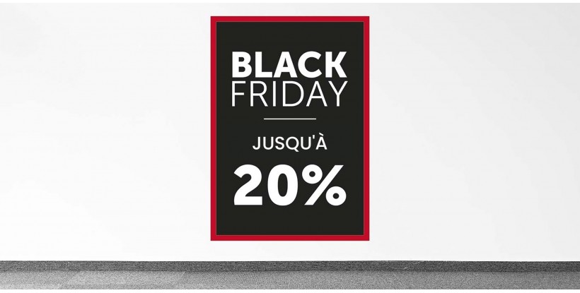 Panneaux Black Friday "Jusqu'à 20%"