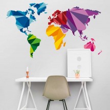 Autocollant mural carte du monde