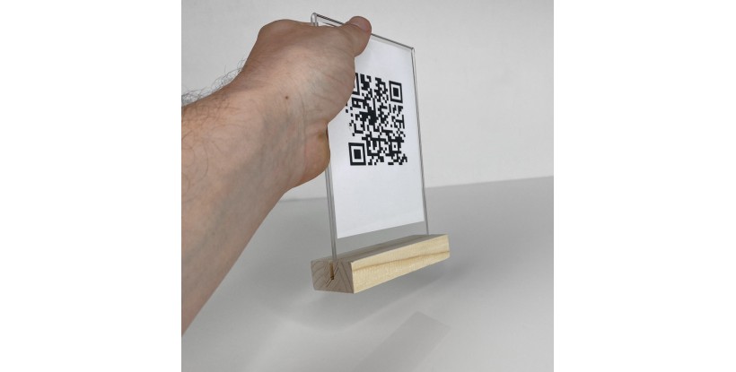 Porte-menu en bois  et couvercle en plexiglas de 2 mm