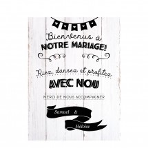 Affiche de bienvenue de mariage blanc