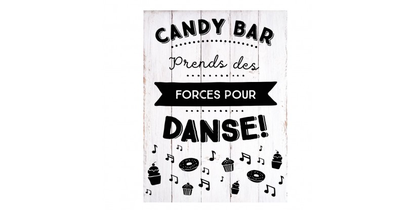 Affiche de mariage de Candy Bar blanche