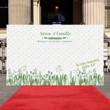 Photocall de communion de motif floral d'été