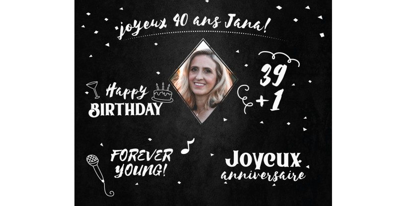 Photocall anniversaire effet tableau
