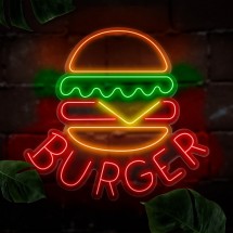 Néon burger avec laitue et fromage