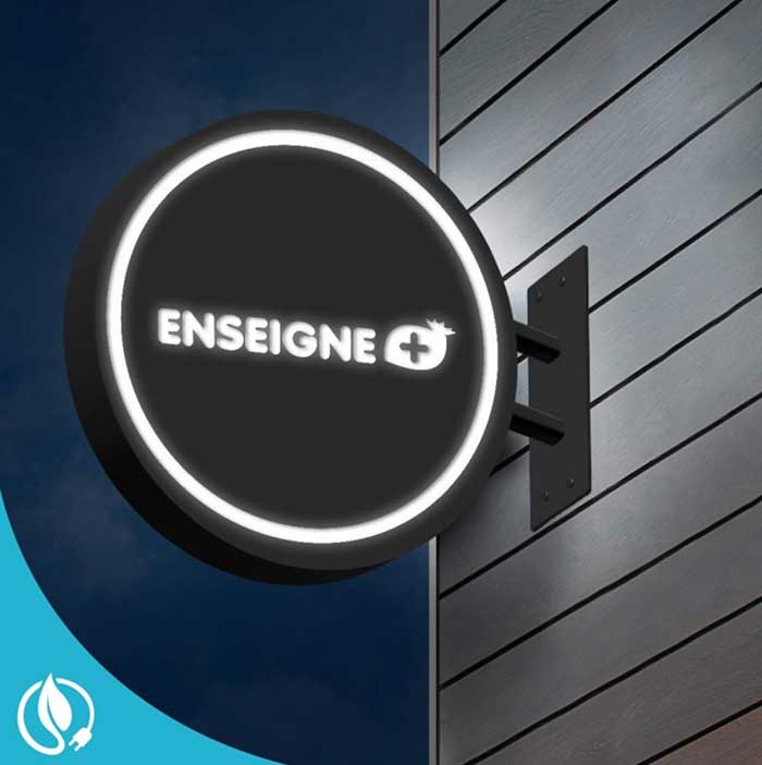 Enseigne drapeau ronde dibond led